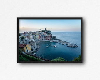 Digital Download. Vernazza Sunrise Photo. Cinque Terre Hiking Trail, Ligurian Coast, Italy. La Spezia. Travel Photography. Instant Download.