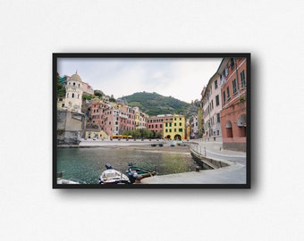 Digital Download. Vernazza Morning Photo. Cinque Terre, Ligurian Coast, Italy. La Spezia. Boats beach Travel Photography. Instant Download.