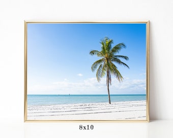 Digital Download. Smathers Beach, Key West Photo. Ocean. Travel Photography. Palm Tree. Coastal. Tropical. Florida Beach. Instant Download.