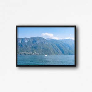 Digital Download. Boat on Lake Como. Italian Landscape. Varenna, Lecco, Lombardy. Italy Travel Photography. Instant Download.