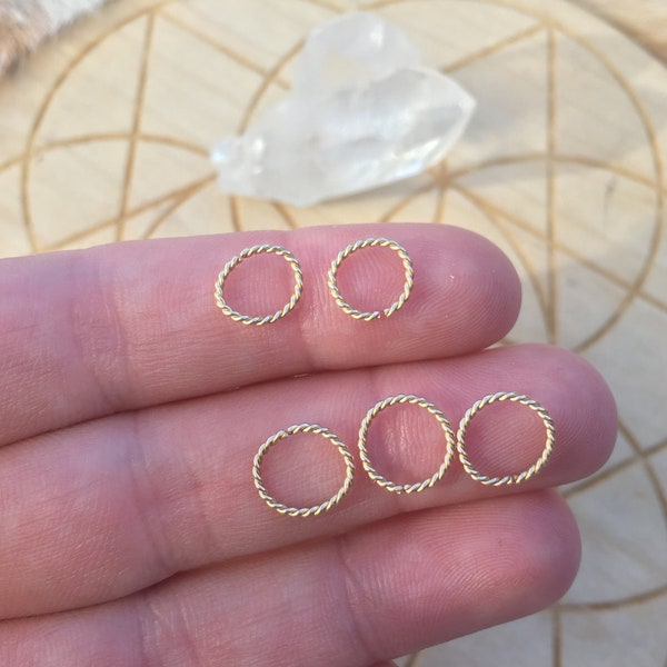 14k gold nose hoop twisted wire