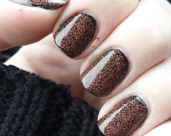Copper Glitter Nail Polish, Fiery Vegan Polish, 5 Free