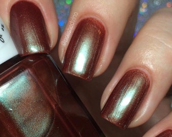 Bitter Wormwood Duochrome Nail Polish – Reddish Brown with Teal Shimmer, 5 Free, Vegan
