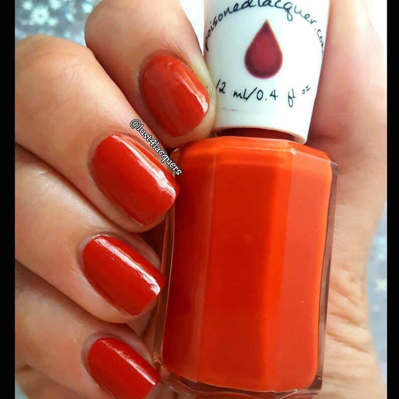 Skimble-Skamble Orange Nail Polish Red Nail Polish Matte Creme Nail Polish Vegetarian Nail Polish 5 Free Ready to Ship image 1