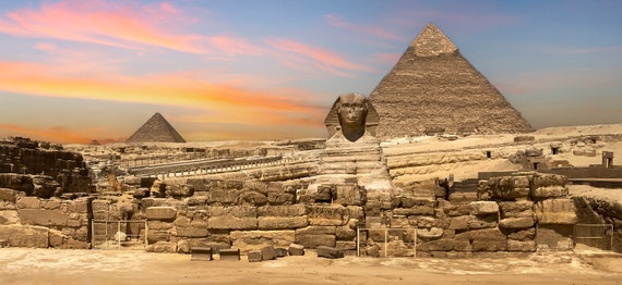 The Great Sphinx of Giza and the Pyramids in Cairo Egypt Are Two
