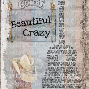 Beautiful Crazy Lyrics  Photographic Print for Sale by HustleandHavens