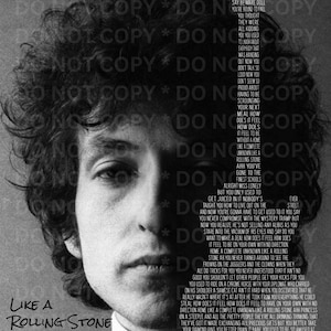 Like a Rolling Stone Lyrics Print JPG, PNG, PDF, Bob Dylan Music Poster , Instant Download, Downloadable Wall Art
