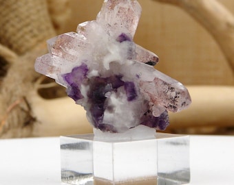 Cuarzo + Fluorita Natural – Cristal en Bruto Único – Piedra Energética – India