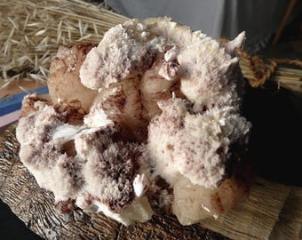 Raro - Mordenita rosa + estilbita + calcita - Ejemplar mineral excepcional de 1,250 kg - India