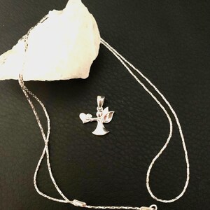 Free Shipping, Angel Pendant, Symbol of Love and Protection, 925 Sterling Silver Angel Pendant, Heart Angel, E- Coat Plating, Gift for Her,