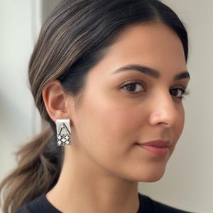 Oxidized Sterling Silver Studs, Designed Earrings, Indian Jewelry