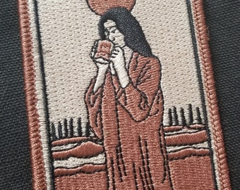 vintage "drinker of coffee" iron on patch native american