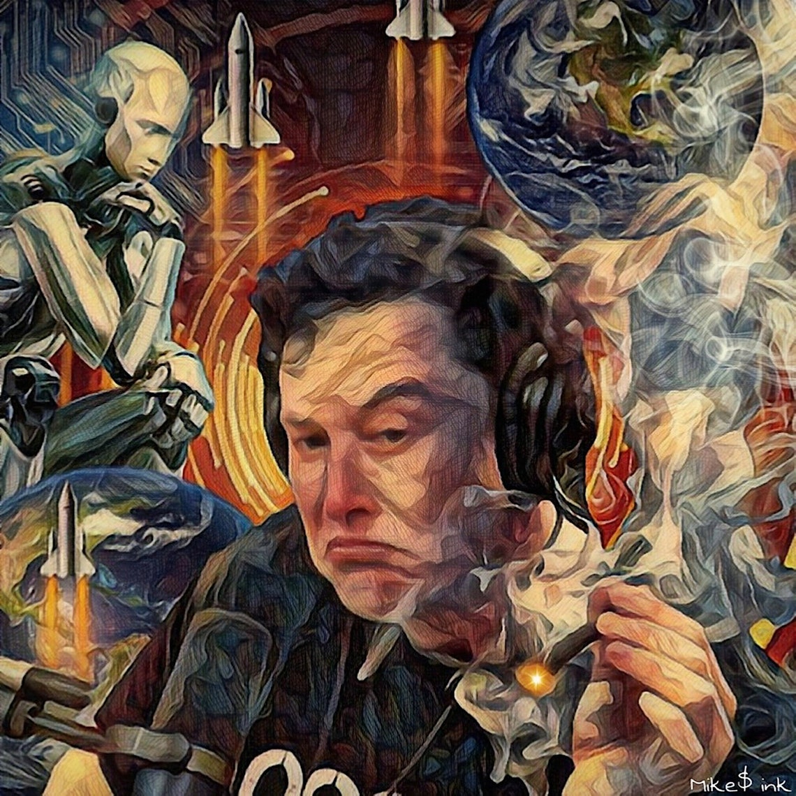Elon Musk on the Joe Rogan Experience Canvas or Paper Art Etsy