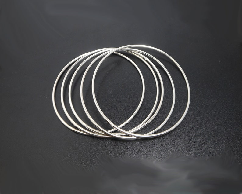 925 Sterling Set Of Round Bangles Set of 5 Silver Bangles Holiday Gifts Womens Bangles Gifts For Her WB303 Handmade Solid Bangles