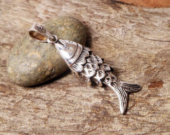 3d silver moving fish charm 925 sterling handmade charm etsy