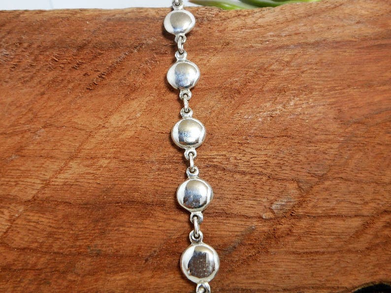 Round Dome Bracelet Link Bracelet Layering Silver Bracelet Round Link Bracelet Silver Jewelry Womens Bracelet 925 SterlingSterling
