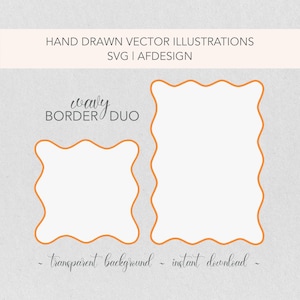 Duo Quadrat und Rechteck gewellt SVG ausgebogter Rahmen | Vektor bearbeitbare Datei | Hochzeits- und Geburtstags-Briefpapier-Karten-Schablone |