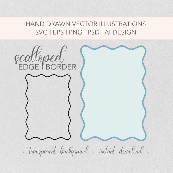 Wavy Scalloped Border | Vector Editable File | Wedding and Birthday Stationery | Instant Download | Transparent Background | SVG