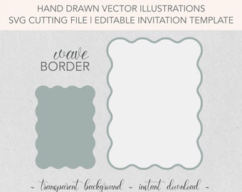 Wave Scallop Edge Frame File | Editable SVG Template File | DIY Wedding Stationery | Png & Psd Files Included | Magazine template | Circuit