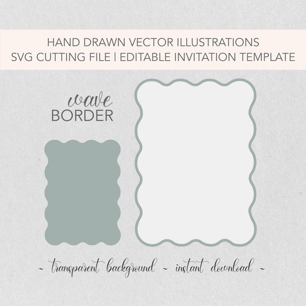 Wave Scallop Edge Frame File | Editable SVG Template File | DIY Wedding Stationery | Png & Psd Files Included | Magazine template | Circuit