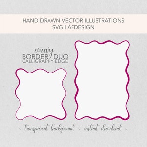Duo Kalligraphie quadratische und rechteckige Rahmen SVG | Hochzeits- und Geburtstags-Briefpapier-Karten-Schablone | Plotterdatei | Sofortdownload |