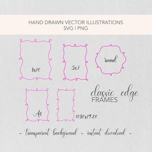 Lint golvend lijstpakket klassieke randen | Svg- en png-bestanden | Uitnodiging briefpapier bewerkbare sjabloon DIY-lijsten | Decoratieve lijsten