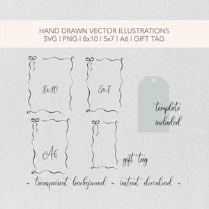 Lintboog Bewerkbare grenskaderillustratie | SVG- en PNG-bestanden | Bruiloft, doop, babyshower briefpapier | 8x10 | 5x7 | A6 | Cadeaulabel