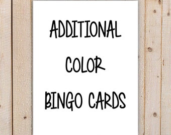 10 Additional Color Bingo Game Cards - Printable, INSTANT DOWNLOAD