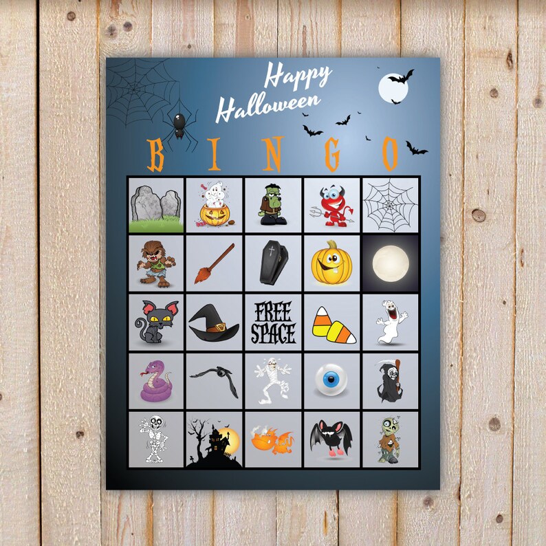 Halloween Bingo Game With 20 Unique Bingo Cards and 31 Large and Small