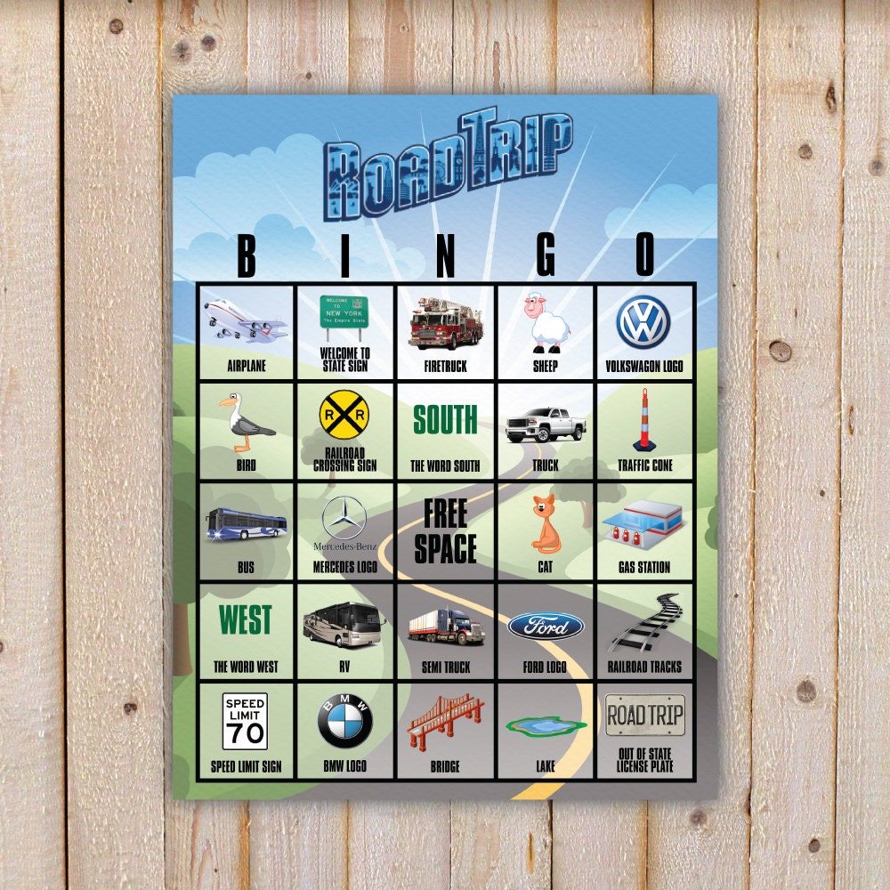 Road Trip Bingo Game With 10 Unique Bingo Cards Perfect for - Etsy