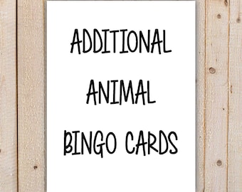 20 Additional Animal Bingo Game Cards - Printable, INSTANT DOWNLOAD