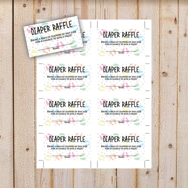 Baby Feet and Polka Dot Baby Shower Diaper Raffle tickets - DIY INSTANT DOWNLOAD