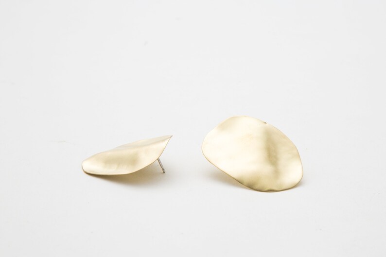 Christmas gift for lover geometric shapes Large earrings in satin brass modern accessories for girls Minimal women/'s jewelry