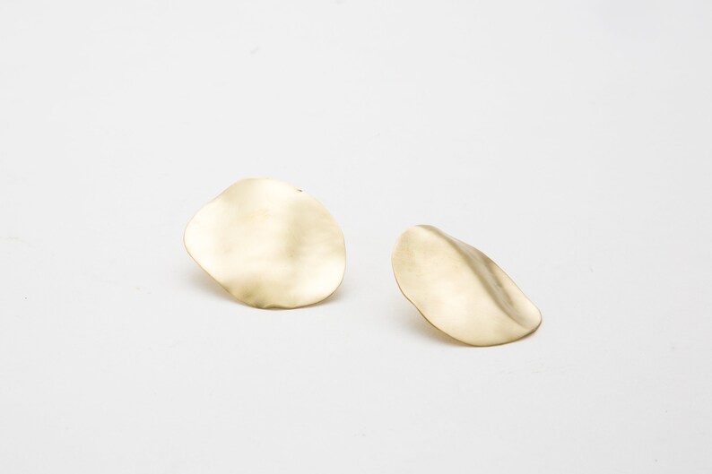 Christmas gift for lover geometric shapes Large earrings in satin brass modern accessories for girls Minimal women/'s jewelry