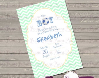 Baby Shower Invitation · Personalized · Baby Boy · 4x6 · 5x7 · Printable · Soccer Baby Shower · DIY