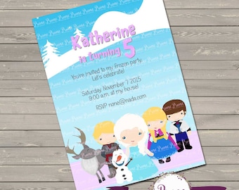 Frozen Invitation · Frozen · Personalized  · 4x6 · 5x7 · Printable · Elsa · Anna · Olaf · Frozen birthday party · DIY