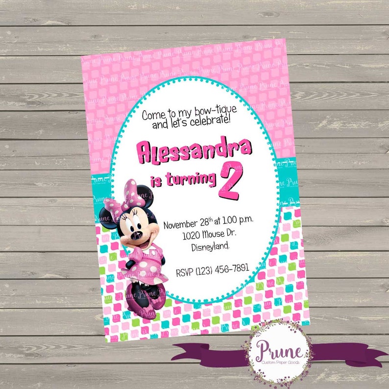 Minnie Mouse Invitation Personalized Minnie Mouse 4x6 5x7 Printable Minnie Mouse birthday party DIY image 1