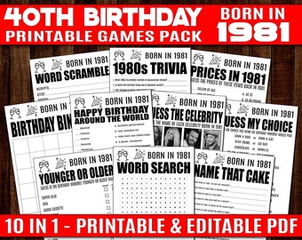 40th Birthday Trivia Etsy