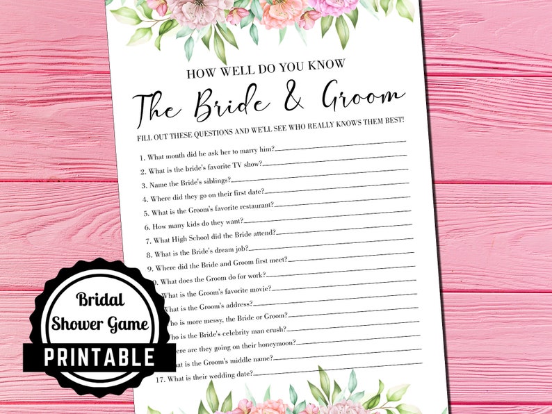 How Well Do You Know Bride and Groom Bridal Shower Games - Etsy