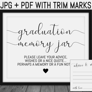 Graduation Memory Jar, Grad Party, Graduate Advice Cards, Graduation party, Gard Cards, Class of 2020,  Advice For Graduate #240