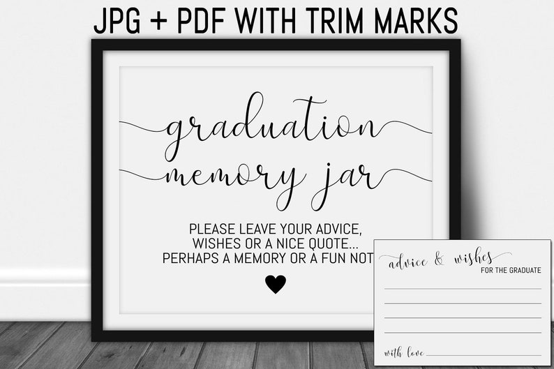 Graduation Memory Jar, Grad Party, Graduate Advice Cards, Graduation party, Gard Cards, Class of 2020,  Advice For Graduate #240 