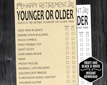Younger Older Game - Etsy