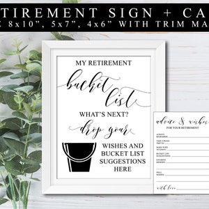 Retirement Bucket List Sign, Retirement Bucket List Card, Retirement Games, Retirement Party Decorations 5x7 #311
