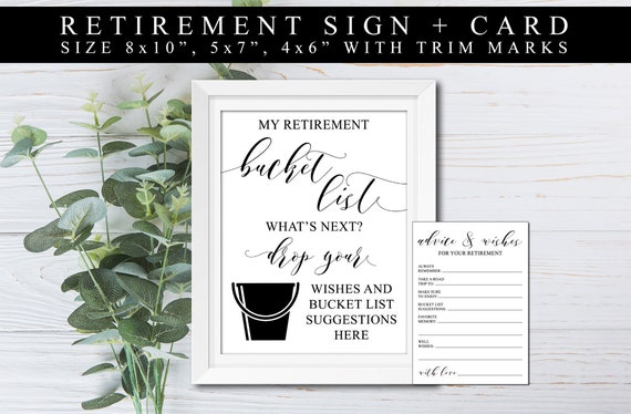 Retirement Bucket List Sign Retirement Bucket List Card Etsy