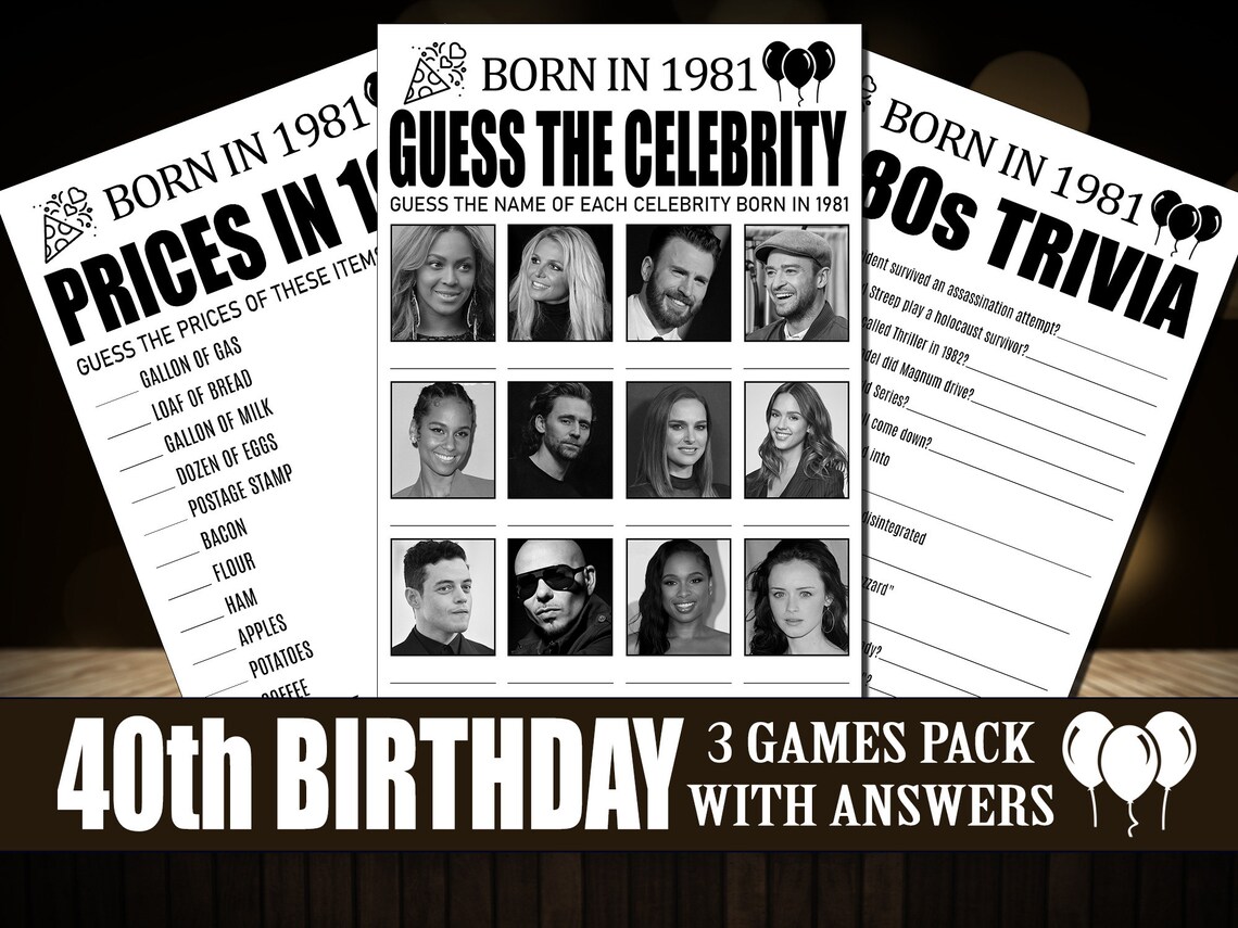 40th Birthday Party Games 40th Trivia Games 40th Birthday Etsy