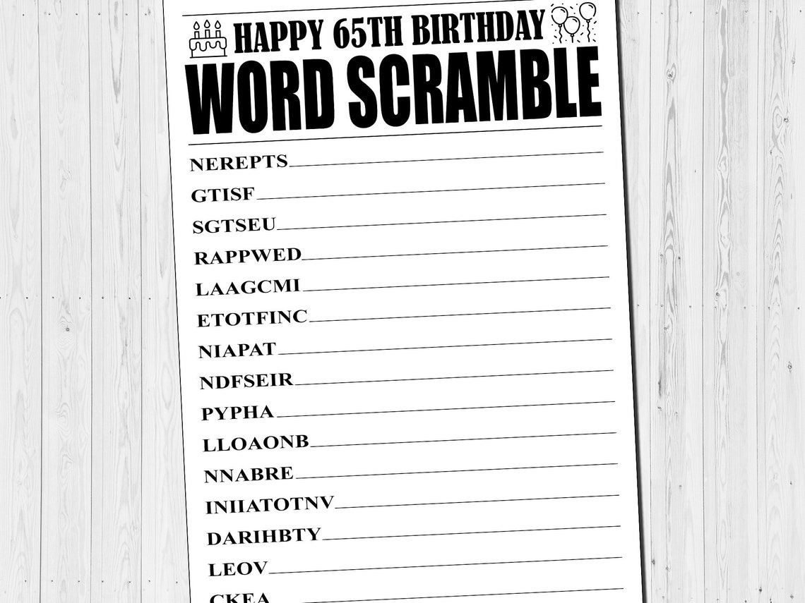 65th Birthday Games Adult Birthday Games 65th Birthday Etsy