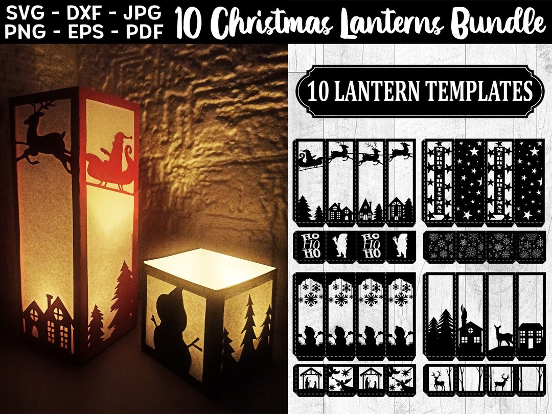 Christmas Lantern SVG Bundle, Christmas Lantern Template SVG, Christmas ...