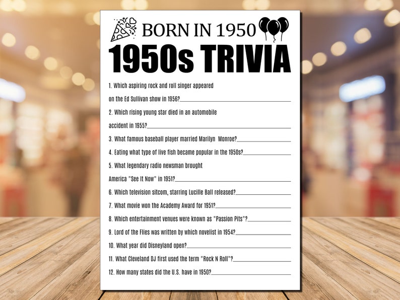 70th birthday party games 70th trivia games 70th birthday etsy