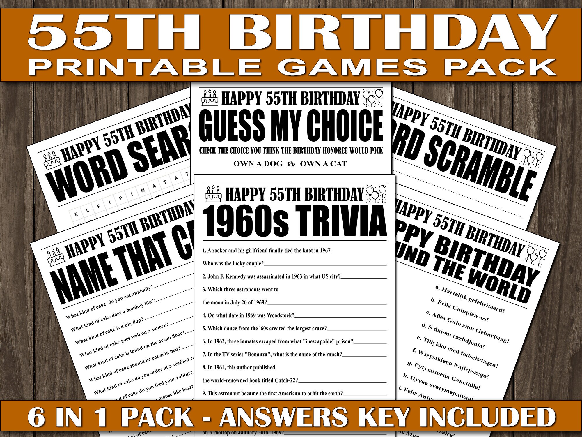 55th birthday games adult birthday games 55th birthday etsy denmark