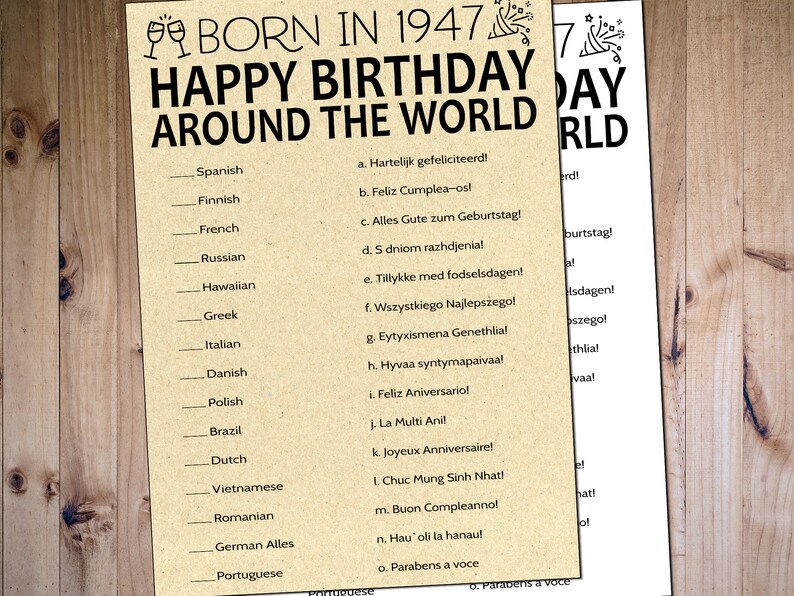 75th Birthday Games Born in 1947 75th Party Game Printable - Etsy Canada